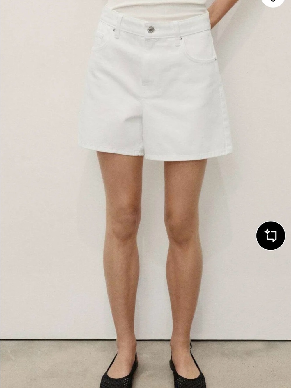 Mango High-Rise White Denim Shorts, Size 2